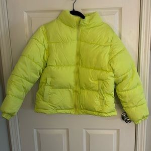 Forever 21 neon puffer zip up jacket